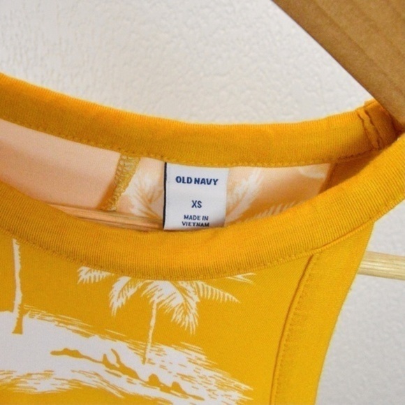 Old Navy High Neck Sleeveless Halter Swing Style Dress, XS, Golden Palm Print - Picture 6 of 10
